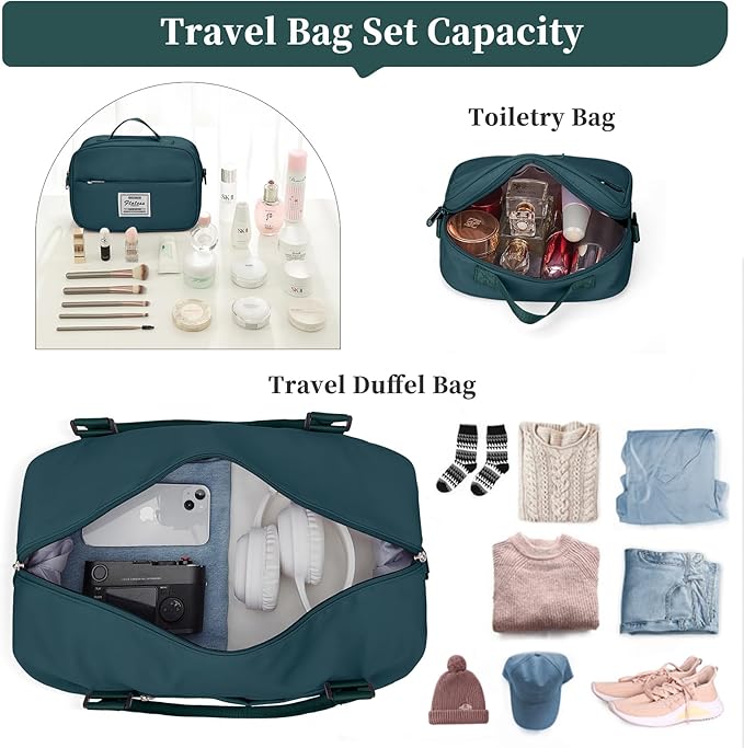 Weekender Bags for Women,Personal Item Travel Bag with Shoes Compartment,Overnight Travel Duffel Bag with Toiletry Bag