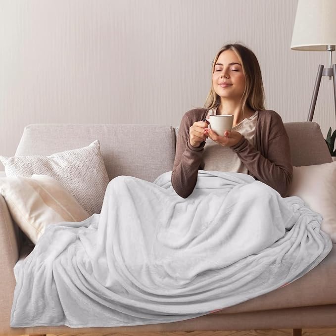 Soft Twin Size Blanket All Season Warm Fuzzy Microplush Lightweight Thermal Fleece Blankets for Couch Bed Sofa,66x90 Inches,Gray