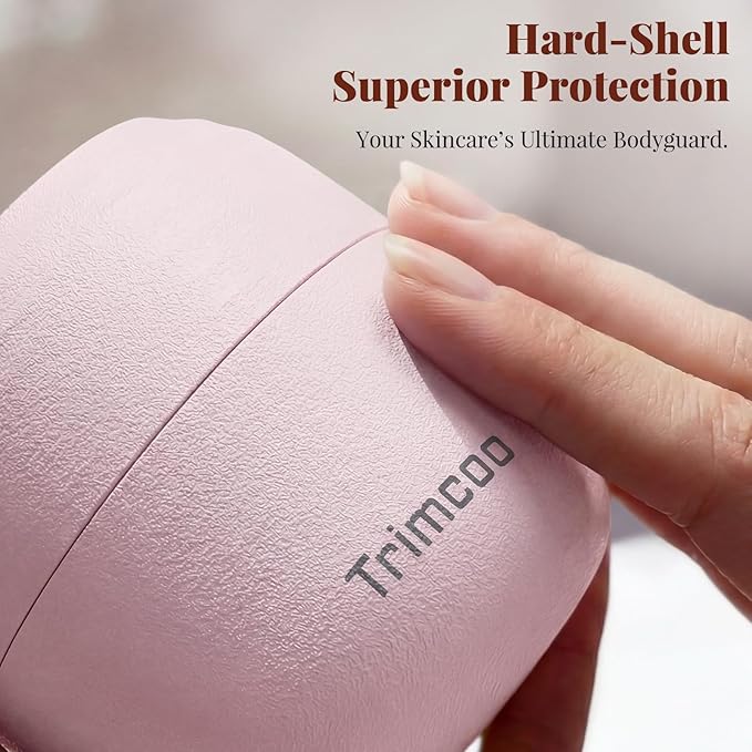 New Travel Toiletry Containers [Ultra Leakproof] TSA-Approved, PLA Hard Shell Jars with 5 Magnetic Labels, Wide Mouth Bottles for Lotion, Cleanser, Shampoo, Conditioner, Pink, 3 Pack, 1OZ