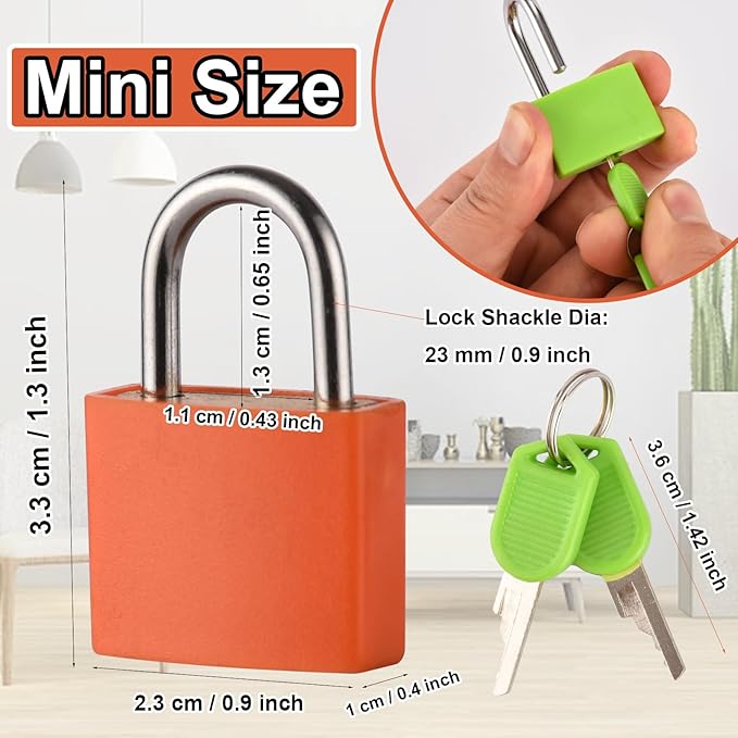 smilixin 16 PCS Suitcase Locks with Keys,Small Luggage Padlocks Metal Padlock with Key,Multicolor Lock Luggage Locks Mini Keyed Padlock for Backpack Boxes Laptop Bag School Gym Locker,23 mm,8 Colors