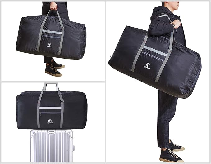 REDCAMP 31" Foldable Extra Large Duffle Bag, 100L Lightweight Travel Duffel Bag with Adjustable Strap for Men Women, Black
