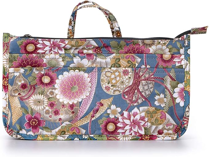BTSKY Printing Handbag Organizers Inside Purse Insert-High Capacity 13 Pockets Bag Tote Organizer with Handle Sunflower