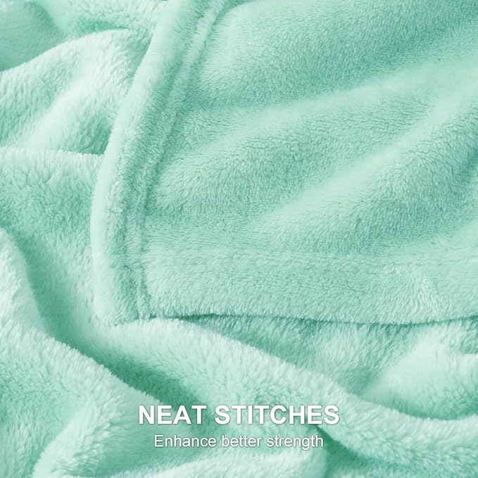 Hansleep Fleece Lake Green Queen Blanket, Super Soft Flannel Fuzzy Plush Cozy Blanket for All Seasons, Lake Green, Queen 90x90 Inches