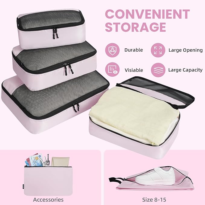 BAGAIL 8 Set/9 Set Packing Cubes Luggage Packing Organizer for Travel, Suitcase Packing Bags for Travel Accessories