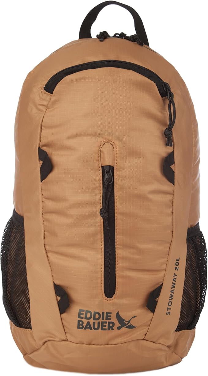 Eddie Bauer Stowaway Packable Backpack | Travel | Outdoor | Lightweight | Foldable | Durable | Ripstop Polyester | 20L - Tobacco