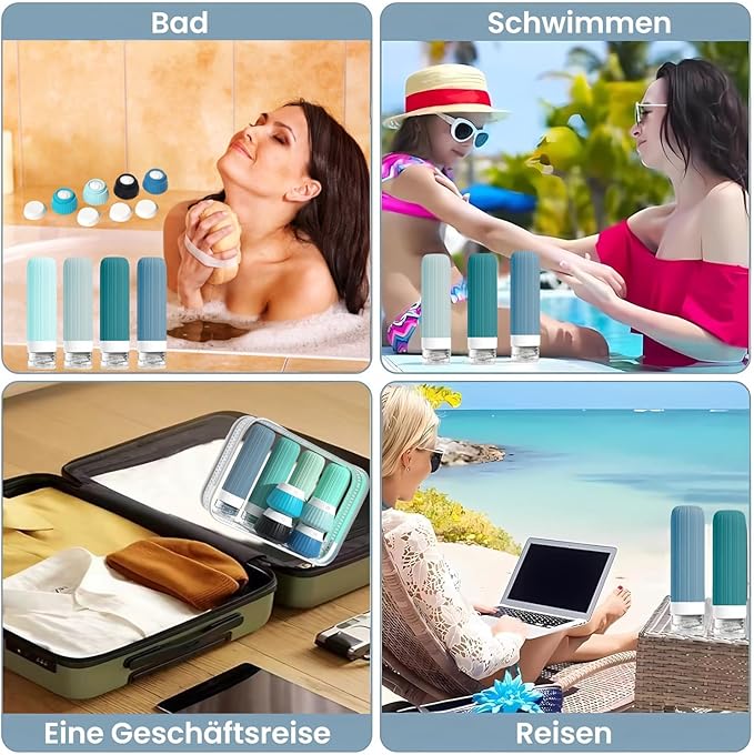 18 Pack Travel Bottles Set, TSA Approved Leak Proof Silicone Squeezable Containers for Toiletries, Refillable Travel Accessories for Conditioner, Shampoo, Lotion & Body Wash Accessories