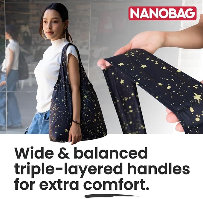 Nanobag Ultralight Heavy Duty Foldable Tote for Women & Men, Reusable Grocery & Travel Bag, Packable Collapsible Compact Market Essential (XL Forest)