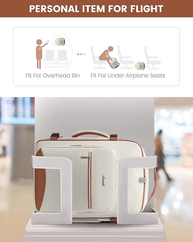 LOVEVOOK Travel Backpack for Women & Men 50L,Airline Approved Carry On Backpack Travel Essentials,TSA Carry on Luggage,Waterproof Personal Item Travel Bag,Suitcase with 3 Packing Cubes, Beige-Brown