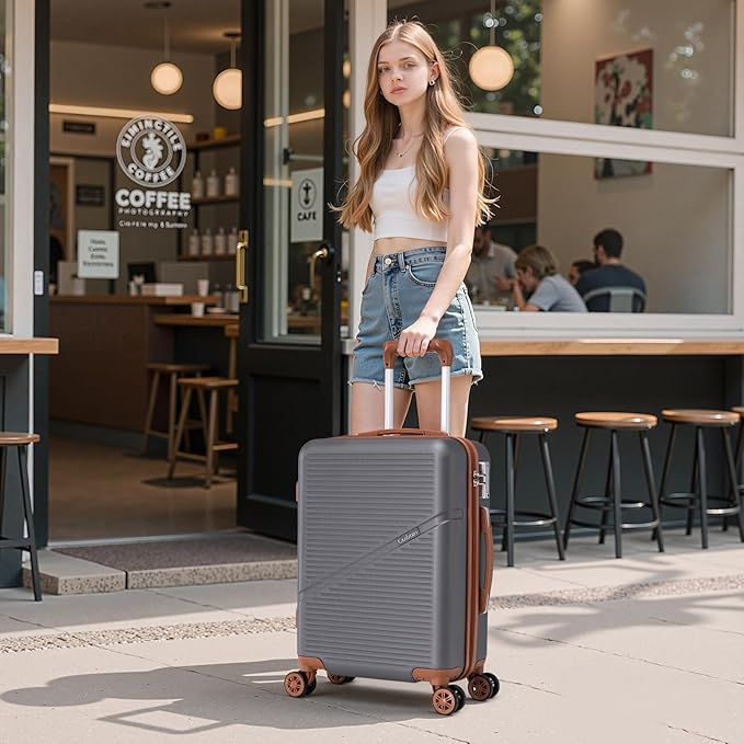 Carry On Luggage Set 22x14x9 Airline Approved, 3 Piece 20 Inch Lightweight ABS Hardside Suitcases with Wheels and TSA Lock, Durable Waterproof Travel Suitcase for Men Women