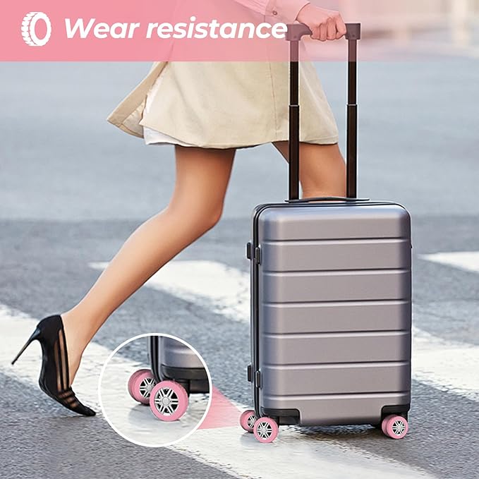 8 Pack Luggage Wheel Covers for Dual Spinner Wheels, Silicone Suitcase Wheel Protectors for 2.0"-2.4" Wheels, Noise Reducing & Anti-Scratch Tire Sleeves, Travel Accessories for Checked & Carry On
