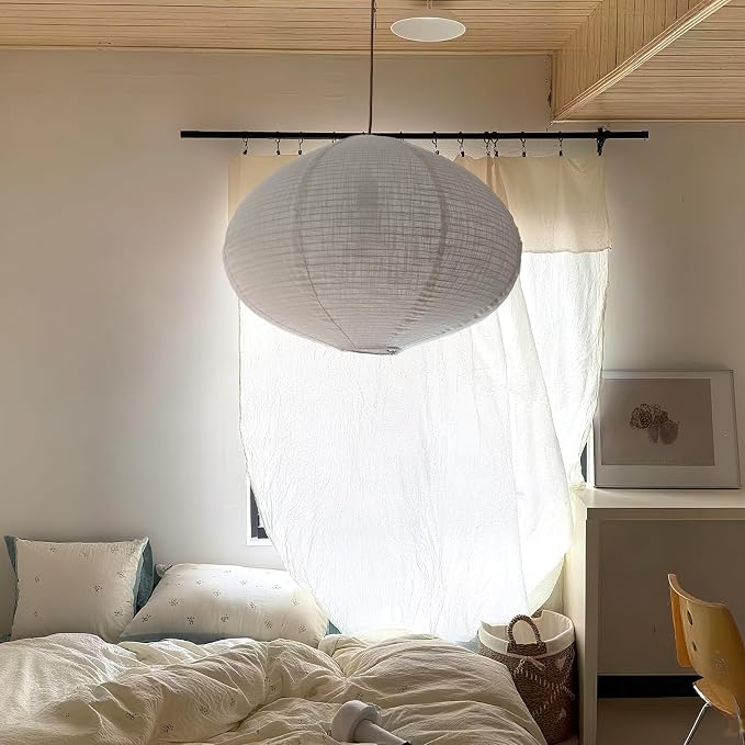 2PCS Hanging Lamp shade oval Can replace White Paper Lanterns 20INCH Linen Pendant Lampshade Handmade Hanging Lantern Minimalist White Suitable for the Living room Bedroom Kitchen