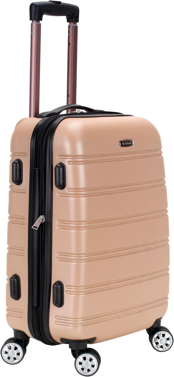 Rockland Melbourne Hardside Expandable Spinner Wheel Luggage, Champagne, Carry-On 20-Inch