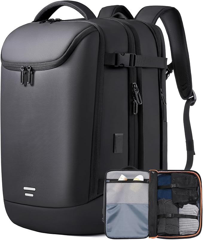 TANGCORLE Travel Carry on Backpack 50L Expandable Flight Approved Backpacks 17.3 inch Laptop and USB Charging Port bags Water Resistant Business Back Pack for Women & Men