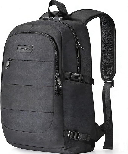 Tzowla Travel Laptop Backpack Water Resistant Anti-Theft Bag with Giant Tumbler Holder Pocket and Lock 17.3 Inch Computer Business Backpacks for Women Men Work College Gift,Casual Daypack(Black)