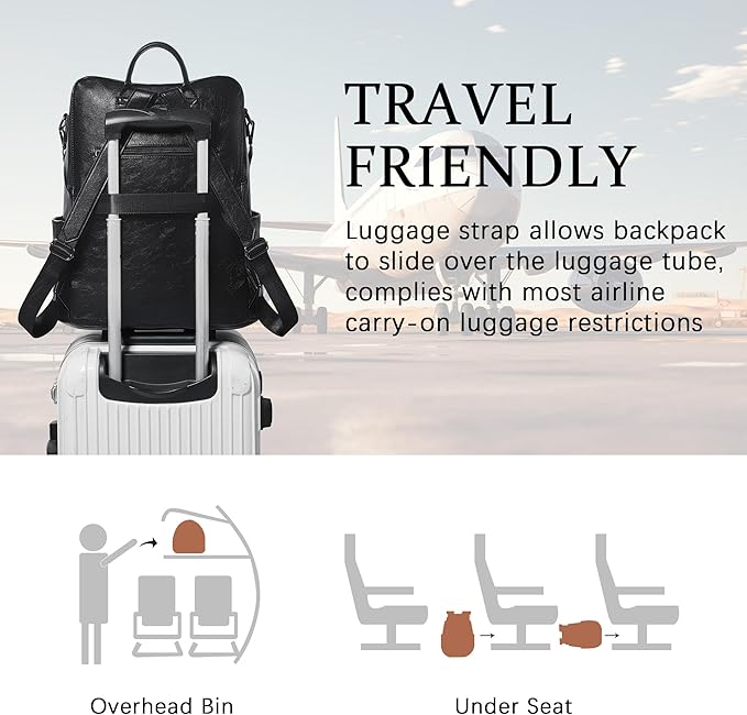 Shrrie Vegan Leather Laptop Backpack for Women 15.6 inch Work Backpack Fashion Travel Backpack Purse for Business College