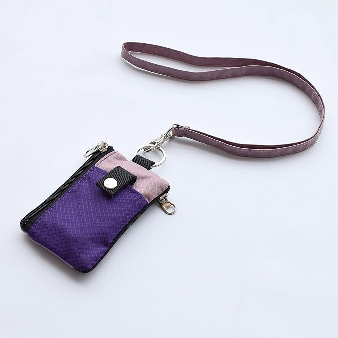 CHENSPRX Minimalist RFID Blocking Small Wallet with ID Window,WaterResistant Zip Id Case Wallet with Lanyard Keychain for Cards,Cash,Travel,Women,Men
