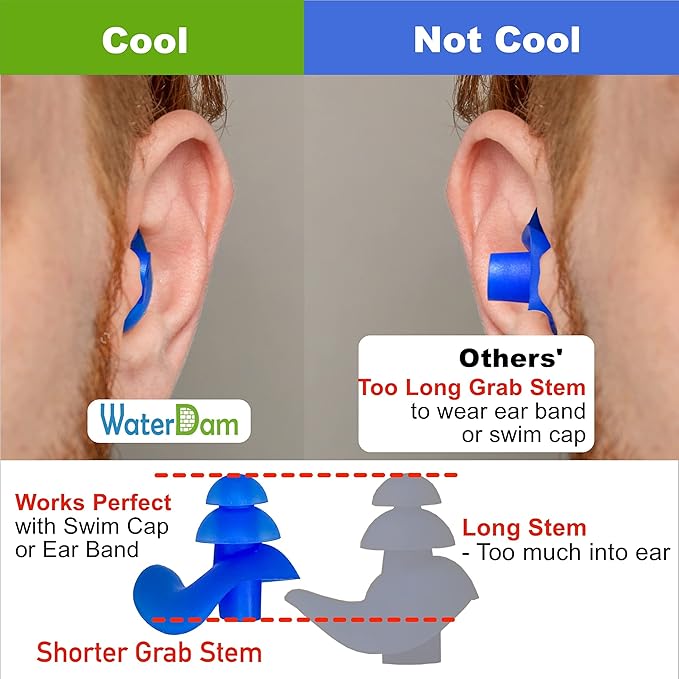 WaterDam Swimming Ear Plugs Great Waterproof Ultra Comfy Earplugs Prevent Swimmer's Ear