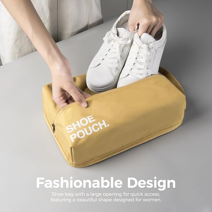 pack all Stylish Shoe Bag for Travel, Water-Resistant Shoe Pouch for Gym, Smell-Proof Soccer Cleats Bag for Sport (Dark Yellow)