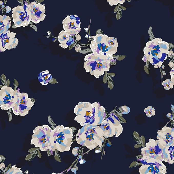 Performance Twill Medium Travel Duffle Bag, Blooms and Branches Navy