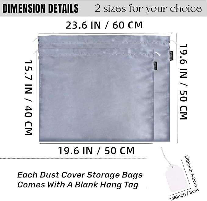 7 Pack Dust Bags for Handbags Storage Silk Cloth Bag With Drawstring Large Storage Pouch for Handbag Purse Shoes Boots