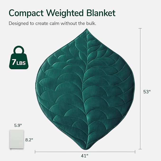 Kaisa Weighted Lap Blanket 7 lbs 41" x 53", Cozy Luxury Crystal Velvet Small Weighted Blanket for Adults, Portable Travel Weighted Blanket for Relaxation, All-Season Blanket, Machine Washable, Green