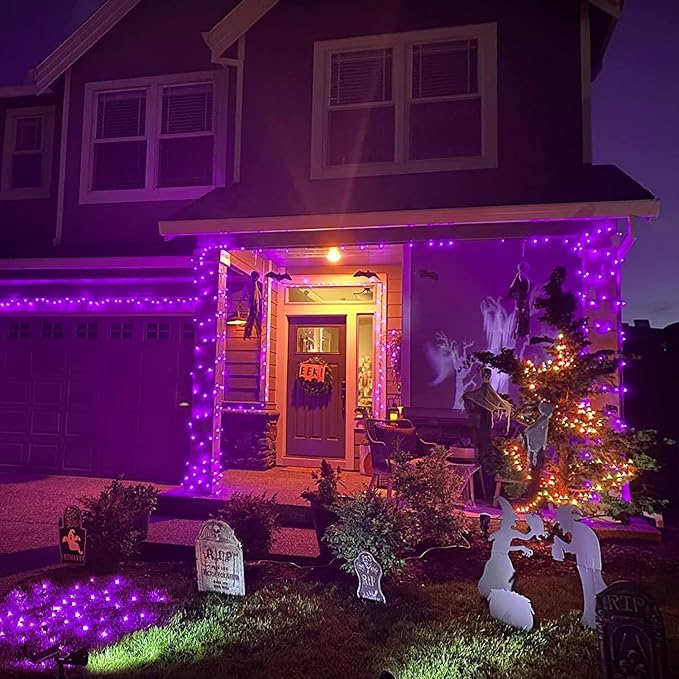 JMEXSUSS 400 LED Purple Halloween Lights Outdoor, Purple String Lights | 132 Ft Purple Christmas Tree Lights Indoor for Garden Patio Party Bedroom Christmas Decor, Plug in with Remote, 8 Modes