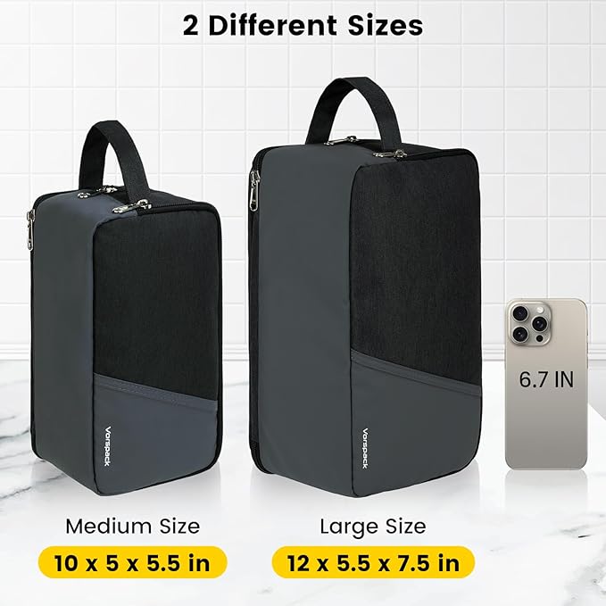 Vorspack Travel Toiletry Bag - Toiletry Bag for Men Water Resistant Skincare Bag for Bathroom Toiletries Accessories Gifts - Black (Pack of 2)