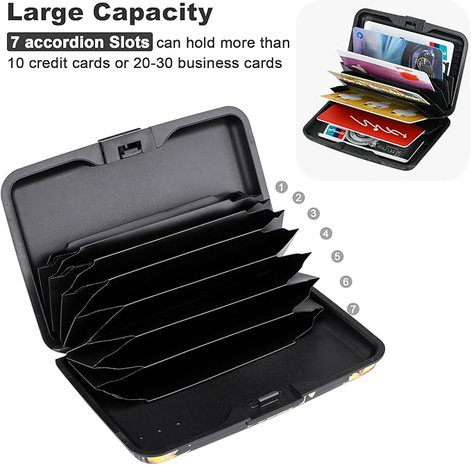 ELFISH Mini RFID Aluminum Wallet Credit Cards Holder Business Card Case Metal ID Case for Men Women (Yellow sunflower)