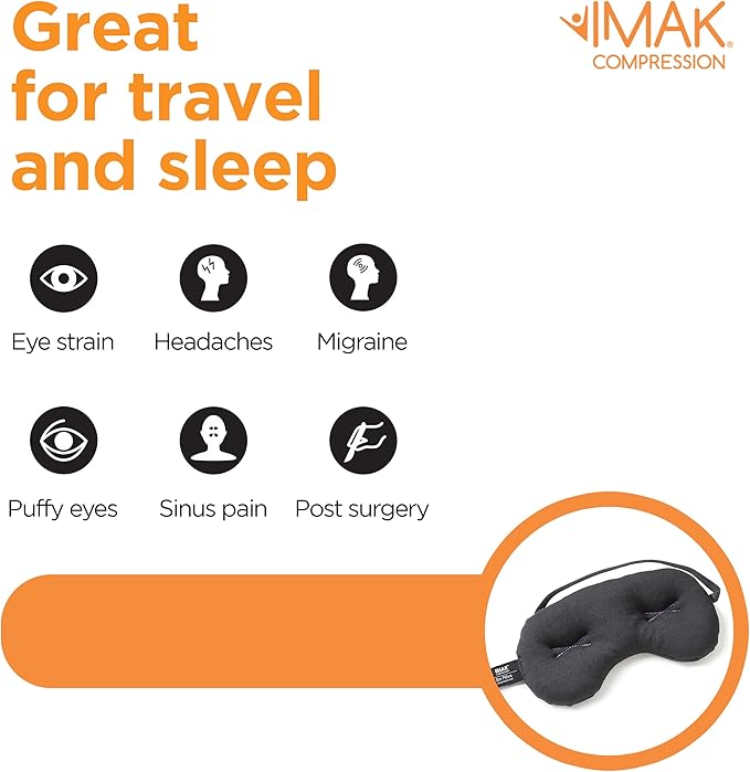 Brownmed Eye Pillow - Compression Eye Mask for Headache Support - Soothes Strain - Eases Sinus Pressure - Cooling - Universal Fit - Breathable Cotton - Washable & Reusable - Black