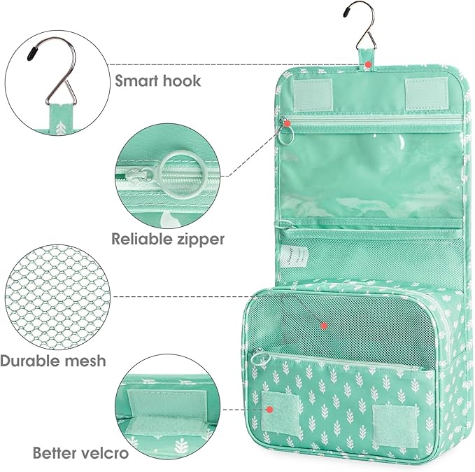 Narwey Small Hanging Travel Toiletry Bag for Women, Travel Bag for Toiletries, Makeup Bag Organizer Make Up Bags Cosmetic Bags for Girls