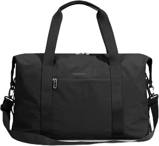 Oeihuivt Weekender Bags for Women - 21 Inch Large Travel Duffel Bag 2-Piece Set with Shoe Compartment, Heavy-Duty Canvas Leather Carry On Overnight Tote