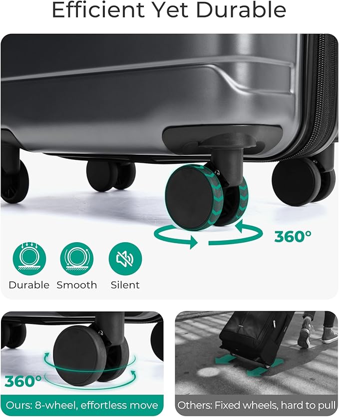 BAGSMART Carry On Luggage 22x14x9 Airline Approved with Spinner Wheels,Lightweight 20 Inch Luggage with TSA Lock,Expandable Hard Shell Carry On Suitcases for Men Women,Gray