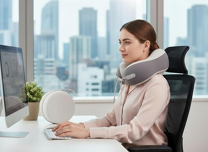 Travel Pillow with New Cool Material,Neck Pillow for Traveling 100% Pure Memory Foam,Travel Neck Pillow with Zipper Box, Airplane Pillow for Traveling,Travel Essentials (Grey)