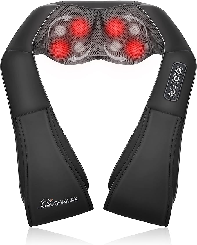 Snailax Shiatsu Back Neck Massager with Heat, Neck Shoulder Massager, Deep Kneading Massager Gifts for Mom, Dad, Mothers Day,Gifts Christmas Presents for Her,Him