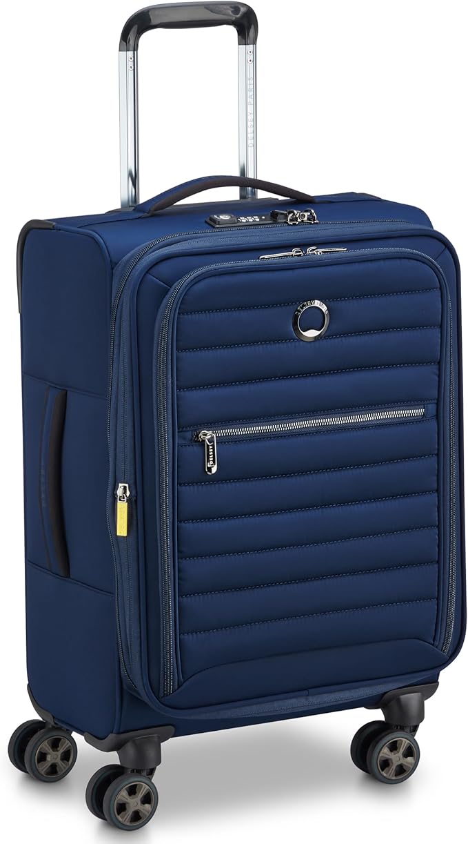 DELSEY PARIS Cruise 3.0 Softside Expandable Luggage with Spinner Wheels, Deep Sea Navy, Carry On 20 Inch