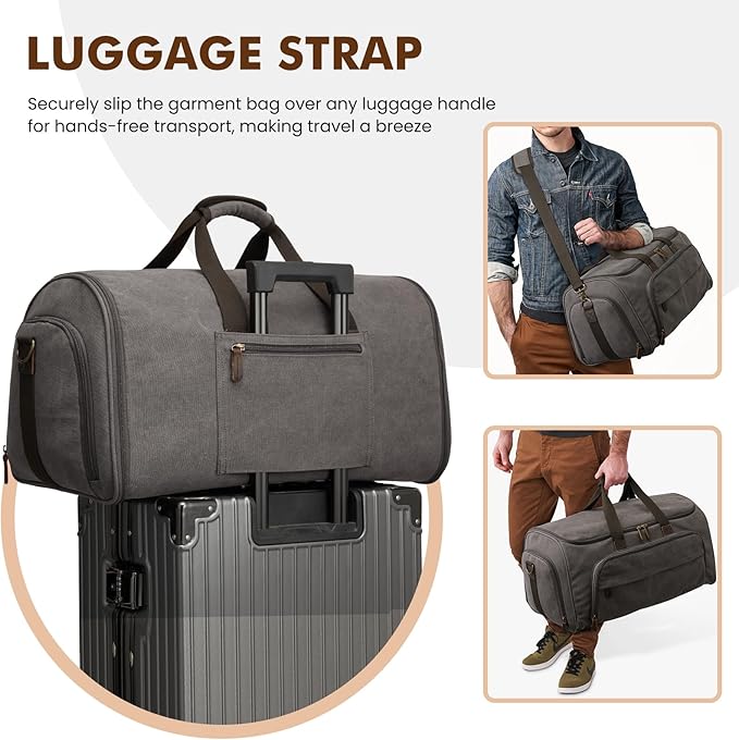 S-ZONE Carry On Garment Bag for Travel Convertible Duffle Bags for Men Women 2 in 1 Hanging Suitcase Business with Toiletry Bag