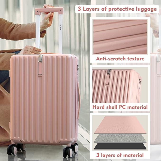 28 Inch Expandable Luggage with Wheels Checked Bag Luggage Hard Shell PC Suitcases Lightweight Travel Checked Luggage Large Suitcase with Lock for Woman Men Travel