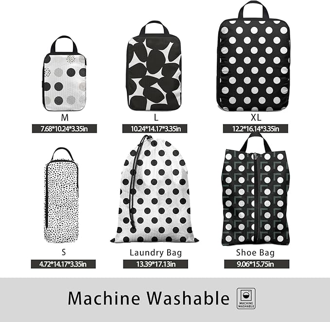 6 Pcs Compression Packing Cubes for Travel, Waterproof Luggage Organizer Washable Storage Bags Set - Packaging Cubes for Backpack Travel and Carry-Ons