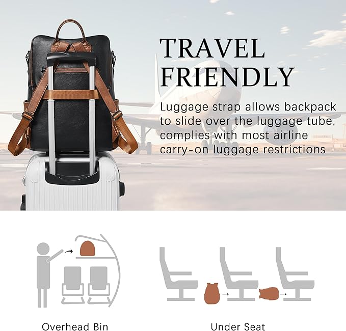 Shrrie Vegan Leather Laptop Backpack for Women 15.6 inch Work Backpack Fashion Travel Backpack Purse for Business College