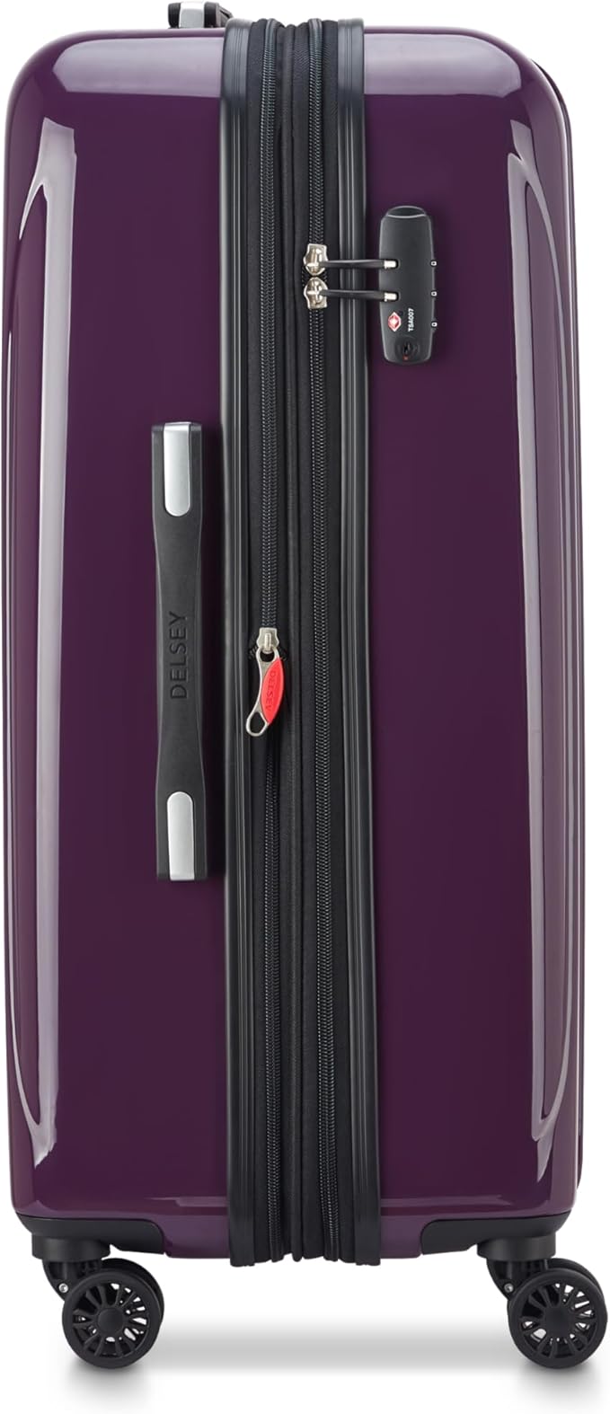 DELSEY PARIS Helium Aero Hardside Expandable Luggage with Spinner Wheels, Plum, Checked-Medium 24 Inch