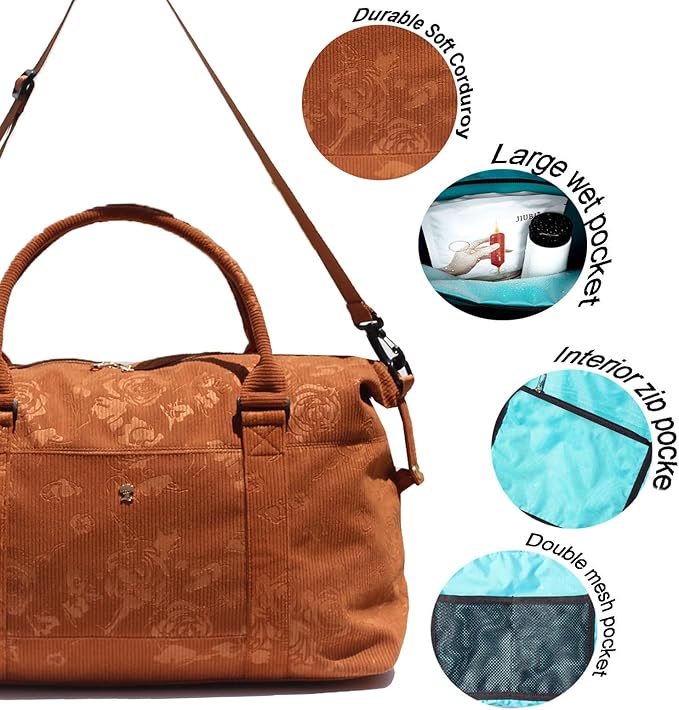 ESVAN Travel Tote Duffel Gym Bag,Weekender Overnight Carry-on Tote Crossbody Bag with Wet Pocket and Trolley Sleeve Upgraded