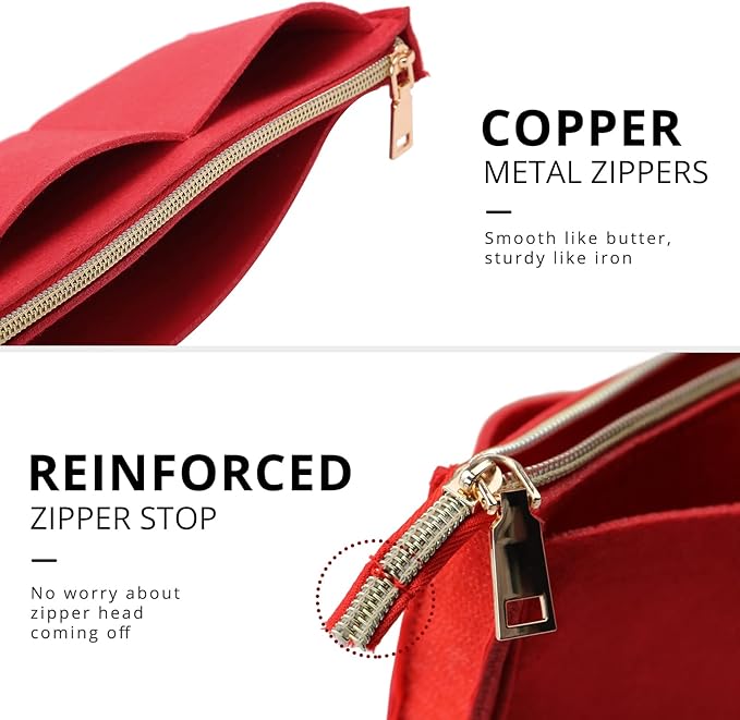 OPPOSHE Purse Organizer Insert for Handbags, Softened Felt Bag Insert Organizer for Tote, Compatible with LV, Coach, MK, Kate Spade, Goyard, Longchamp (Red, Small)