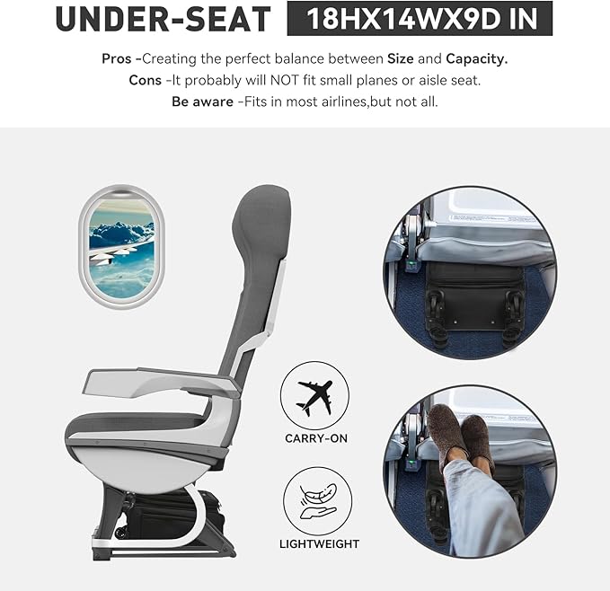 16 Inch Underseat Carry on Luggage With Wheels Soft side Lightweight Business Travel Small Suitcases Bag with TSA lock for Airlines,Men Women, Pilots Crew,Black