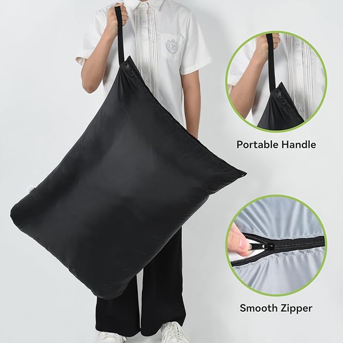 OTraki 2PCS Large Wet Bag 20x24 inch Waterproof Bag for Swimsuit Reusable Wet Dry Bag With Portable Handle Wet Clothes Storage Gym Bag for Beach Pool Drying do not exceed 176℉ Black & Grey
