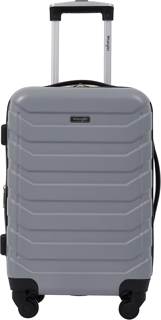 Wrangler 4 Piece Miami Luggage and Packing Cubes Set, Sharkskin