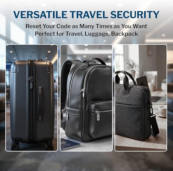 Forge Open Alert TSA Approved Luggage Locks - 3 Digit Combination, Easy Read Dials, Zinc Alloy Body - Ideal Travel Lock for Luggage, Suitcases, Bags & Toolboxes (Black 6 Locks)