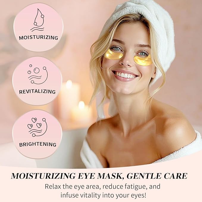 Under Eye Patches (24 Pairs) - Bridesmaid Gift, Easter Basket Stuffers - 24K Gold Under Eye Masks for Dark Circles, Puffy Eyes, Wrinkles - Rejuvenating & Revitalizing Eye Skincare Treatment