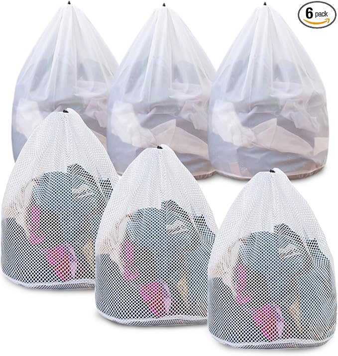 Extra Large Mesh Laundry Bags Washing Bag 6Pack Delicates Bag and Zipper Laundry Bag Jumbo for Washing Machine Large Mesh Bags for Blankets, Bedding, Coats, Toys (6PCS-XXXL)