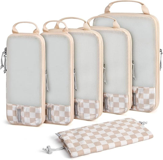 BAGSMART 6 Set /4 Set/2 Set Compression Packing Cubes for Travel, Lightweight Luggage Organizer Bags, Durable Space Saver Bags Travel Essentials