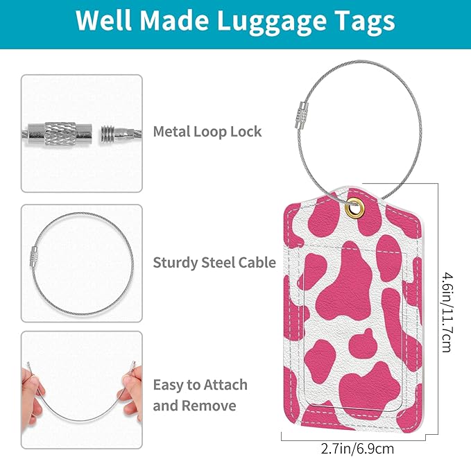 Luggage Tag, 3 Pack Travel Cruise Luggage Tags for Suitcases, Cute Suitcase Tags Identifiers Bag Tags with Privacy Flap, Baggage Name Tag for Women Men Luggage Backpack Handbag School Bag